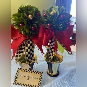 Mackenzie Childs pair of Topiaries with tags 7” tall